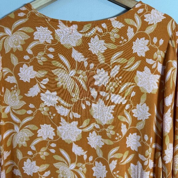 Petal + Pup Arden Floral Tunic Mini Dress Womens 6 Orange Flowy Tiered Button Up - Picture 10 of 14